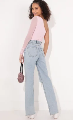 LUCY IN THE SKY Tops^Asymmetrical Bodysuit In Baby Pink