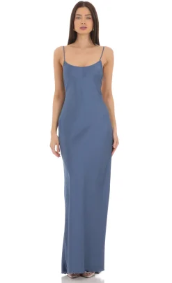 LUCY IN THE SKY Maxi Dresses^Back Bow Satin Dress In Navy
