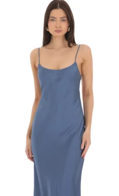 LUCY IN THE SKY Maxi Dresses^Back Bow Satin Dress In Navy