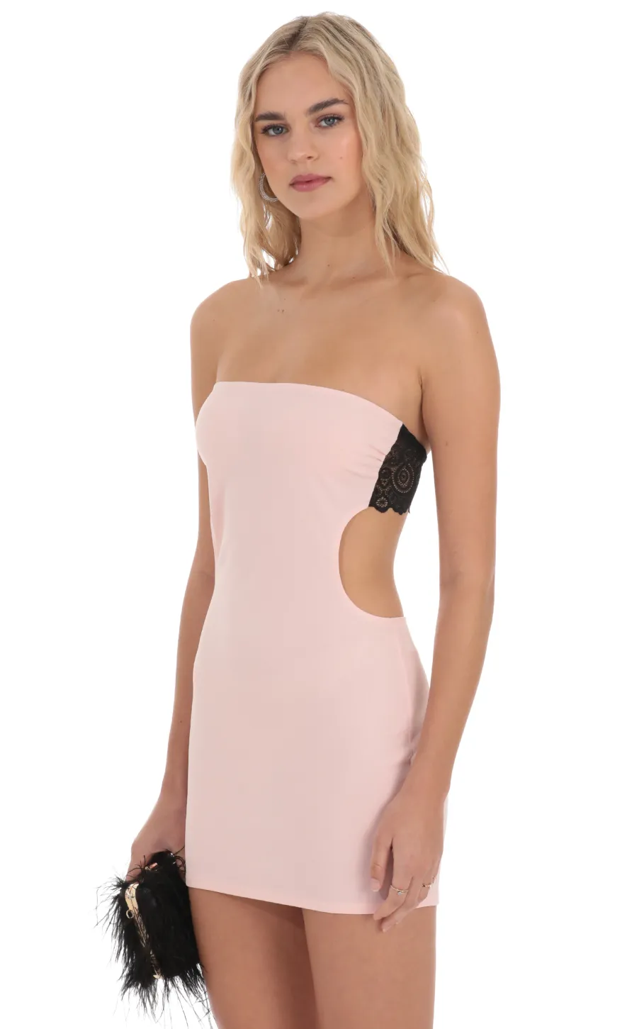 LUCY IN THE SKY Mini Dresses^Back Lace Strapless Dress In Pink