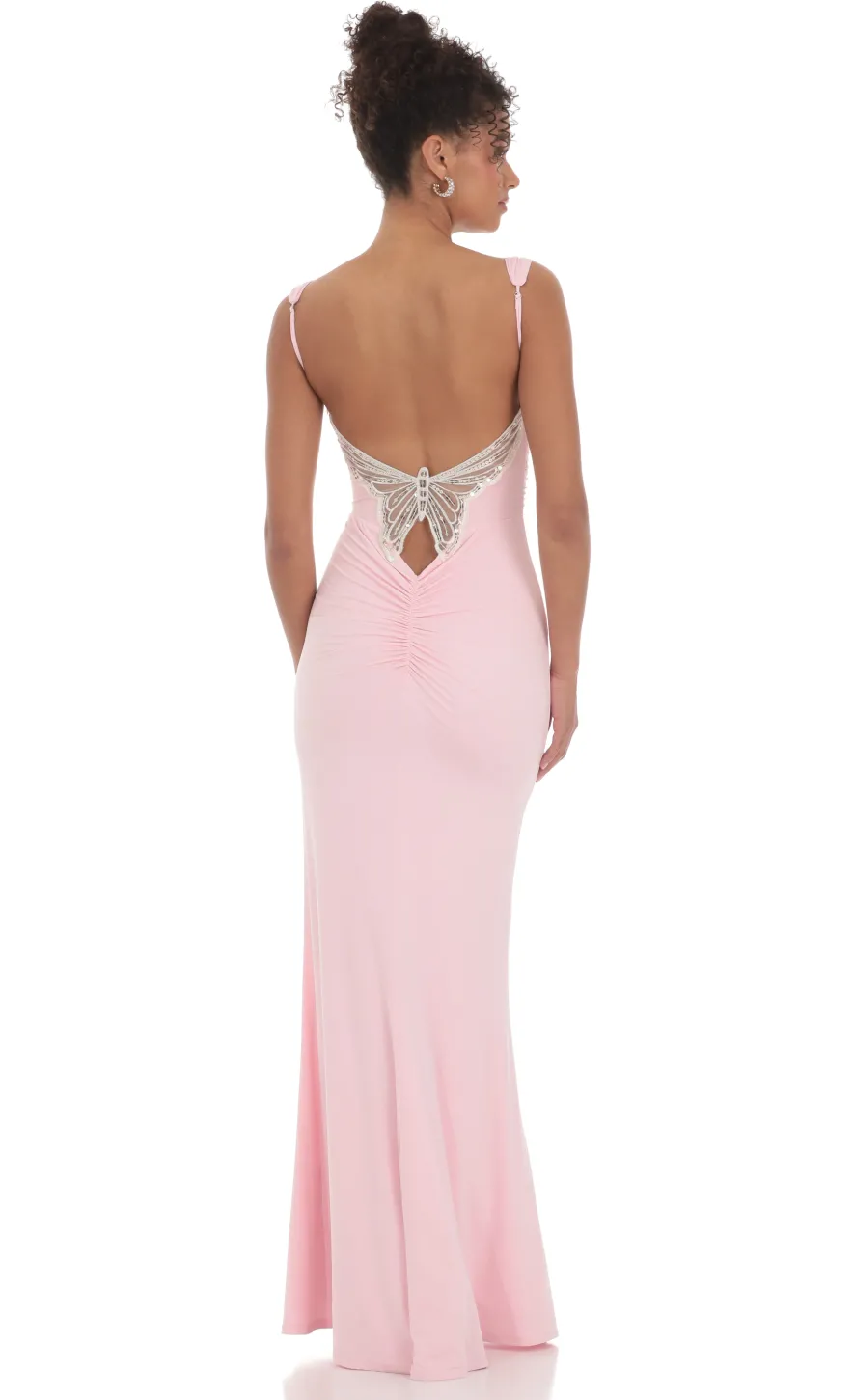 LUCY IN THE SKY Maxi Dresses^Back Sequin Butterfly Maxi Dress In Pink
