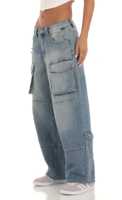 LUCY IN THE SKY Jeans^Baggy Cargo Jeans In Denim