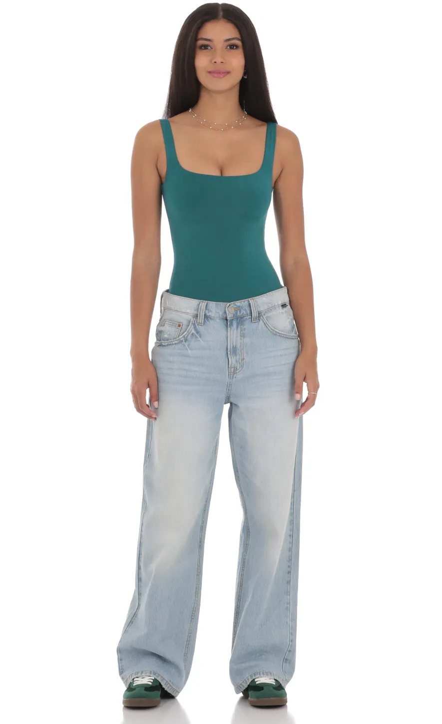 LUCY IN THE SKY Bodysuits^Basic Tank Bodysuit In Teal