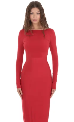 LUCY IN THE SKY Maxi Dresses^Bodycon Open Back Dress In Red