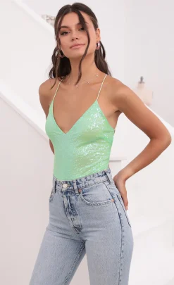 LUCY IN THE SKY Bodysuits^Bodysuit In Lime Green