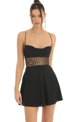 LUCY IN THE SKY Mini Dresses^Bradshaw Crepe Cutout Sequin Dress In Black