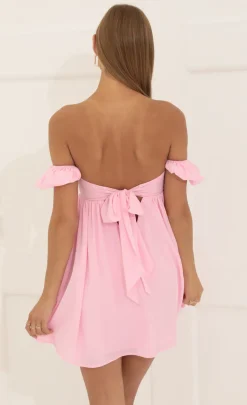 LUCY IN THE SKY Mini Dresses^Bubble Crepe Baby Doll Dress In Pink