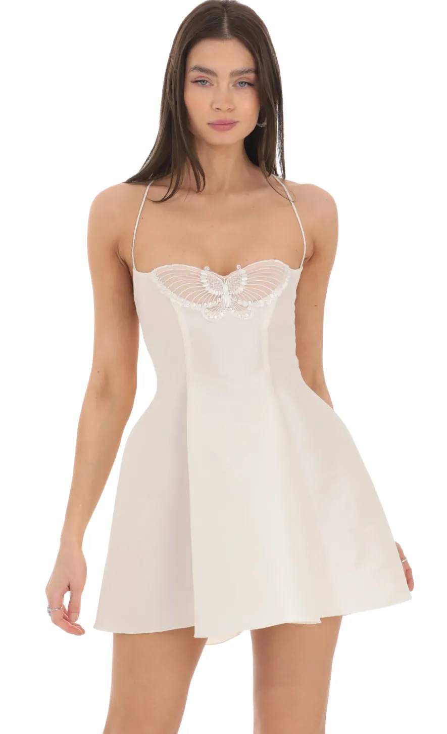LUCY IN THE SKY Mini Dresses^Butterfly Strapless Fit And Flare Dress In White