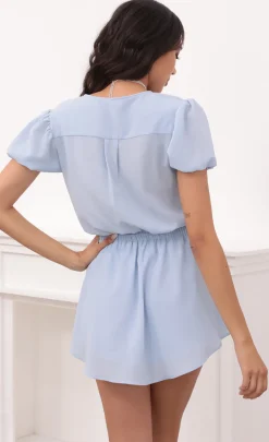 LUCY IN THE SKY Mini Dresses^Button Down Dress In Light Blue