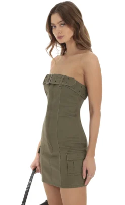 LUCY IN THE SKY Mini Dresses^Cargo Mini Dress In Green