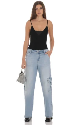 LUCY IN THE SKY Jeans^Cargo Wide Leg Jeans In Faded Denim