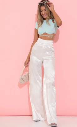 LUCY IN THE SKY Tops^Cat Open Back Crop Top In Turquoise