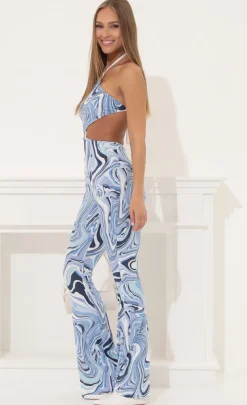 LUCY IN THE SKY Jumpsuits^Cecilia Halter Jumpsuit In Blue Swirl