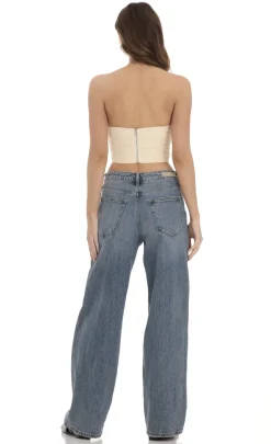 LUCY IN THE SKY Tops^Chiffon Corset Top In Cream
