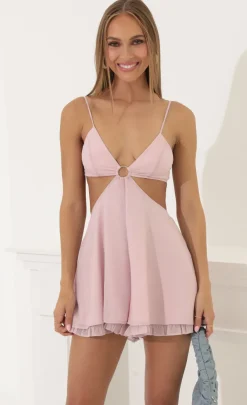 LUCY IN THE SKY Rompers^Chiffon Cutout Romper In Pink