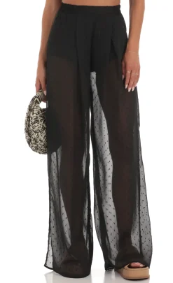 LUCY IN THE SKY Two-Piece Sets|Pants^Chiffon Dotted Three Piece Set In Black