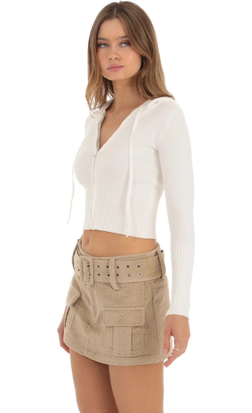 LUCY IN THE SKY Skirts^Corduroy Cargo Buckle Skirt In Brown
