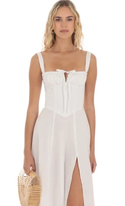 LUCY IN THE SKY Midi Dresses^Corset A-line Midi Dress In White