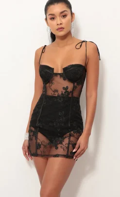 LUCY IN THE SKY Two-Piece Sets|Shorts^Corset Dress In Black