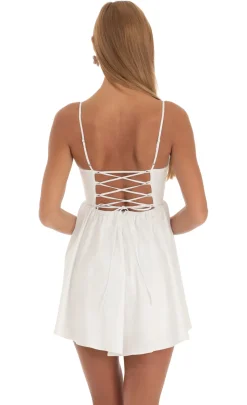 LUCY IN THE SKY Mini Dresses^Corset Fit And Flare Dress In White
