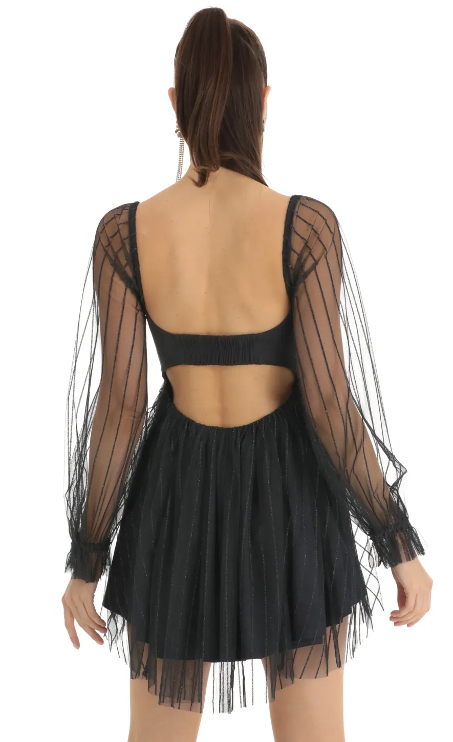 LUCY IN THE SKY Mini Dresses^Corset Long Sleeve Striped Dress In Navy