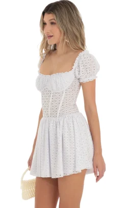 LUCY IN THE SKY Mini Dresses^Corset Puff Sleeve Dress In White