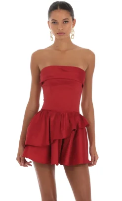 LUCY IN THE SKY Mini Dresses^Corset Strapless Dress In Red