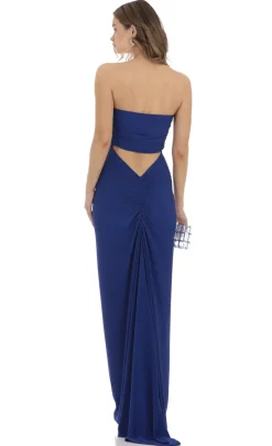 LUCY IN THE SKY Maxi Dresses^Corset Strapless Maxi Dress In Blue