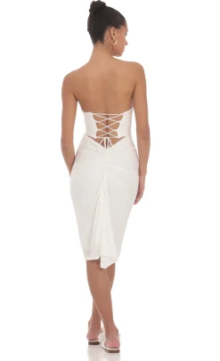 LUCY IN THE SKY Midi Dresses^Corset Strapless Midi Dress In Blue