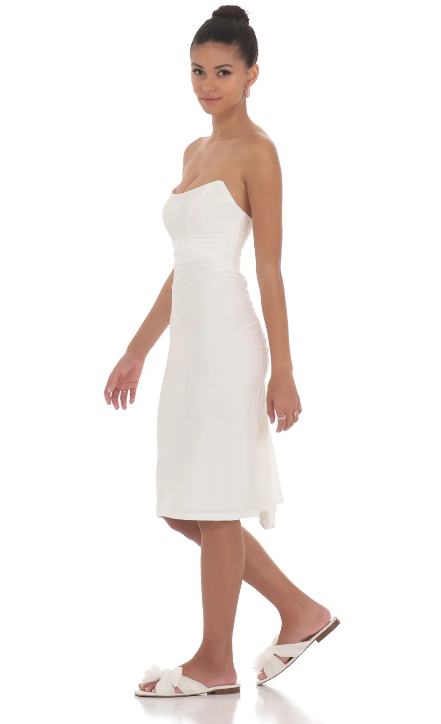 LUCY IN THE SKY Midi Dresses^Corset Strapless Midi Dress In Blue