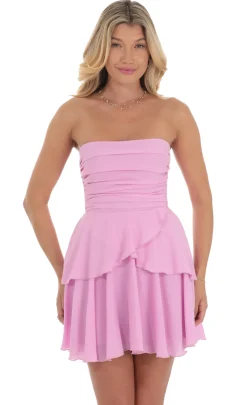 LUCY IN THE SKY Mini Dresses^Corset Strapless Ruffle Dress In Lilac