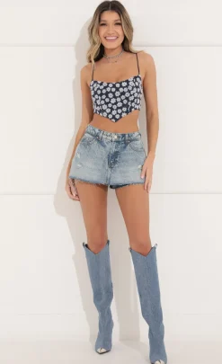 LUCY IN THE SKY Tops^Corset Top In Navy Floral