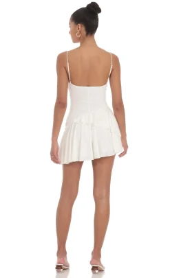 LUCY IN THE SKY Mini Dresses^Cowl Neck Asymmetrical Ruffle Dress In White