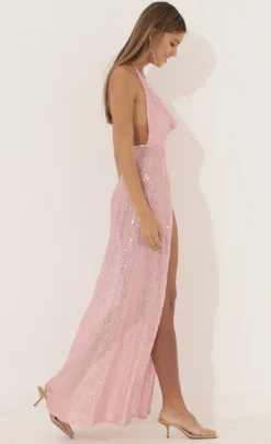 LUCY IN THE SKY Maxi Dresses^Cowl Neck Maxi Dress In Pink Sequin