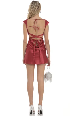 LUCY IN THE SKY Mini Dresses^Cowl Neck Satin Open Back Dress In Red