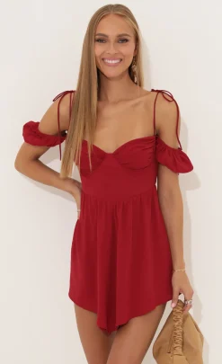 LUCY IN THE SKY Mini Dresses^Crepe Corset Dress In Red