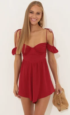 LUCY IN THE SKY Mini Dresses^Crepe Corset Dress In Red