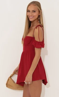 LUCY IN THE SKY Mini Dresses^Crepe Corset Dress In Red