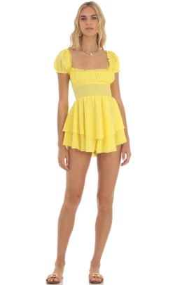LUCY IN THE SKY Rompers^Crepe Romper In Yellow