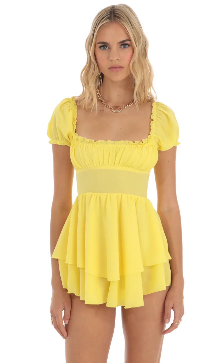 LUCY IN THE SKY Rompers^Crepe Romper In Yellow