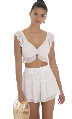 LUCY IN THE SKY Two-Piece Sets|Shorts^Crinkle Chiffon Set In White