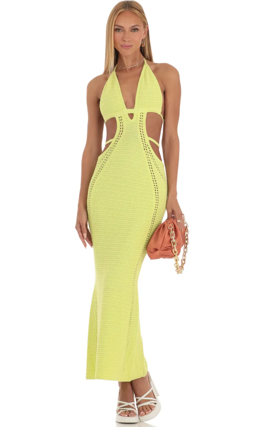 LUCY IN THE SKY Maxi Dresses^Crochet Cut-Out Dress In Neon Yellow