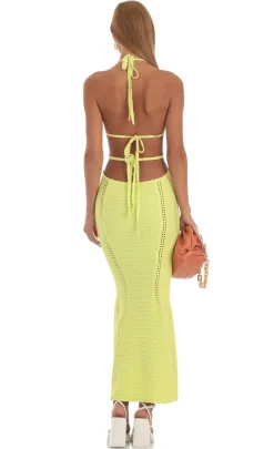 LUCY IN THE SKY Maxi Dresses^Crochet Cut-Out Dress In Neon Yellow