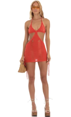 LUCY IN THE SKY Mini Dresses^Crochet Cutout Dress In Red