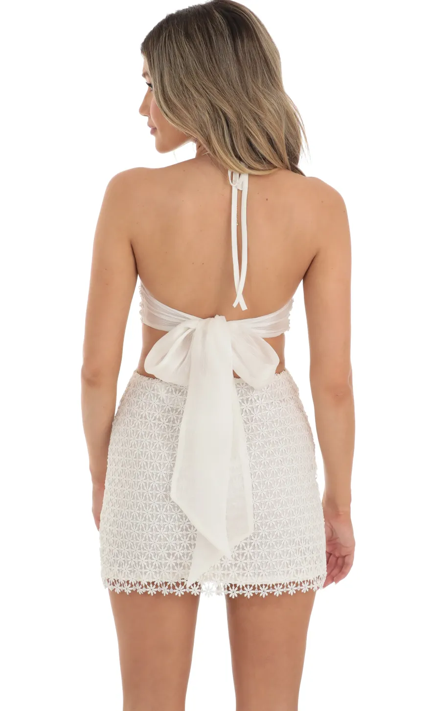 LUCY IN THE SKY Mini Dresses^Crochet Cut Out Dress In White