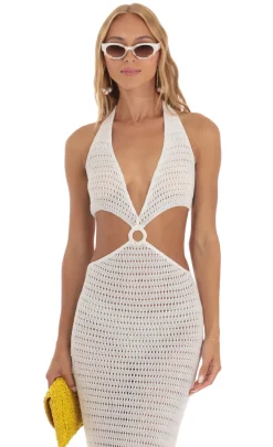 LUCY IN THE SKY Maxi Dresses^Crochet Cutout Maxi Dress In White