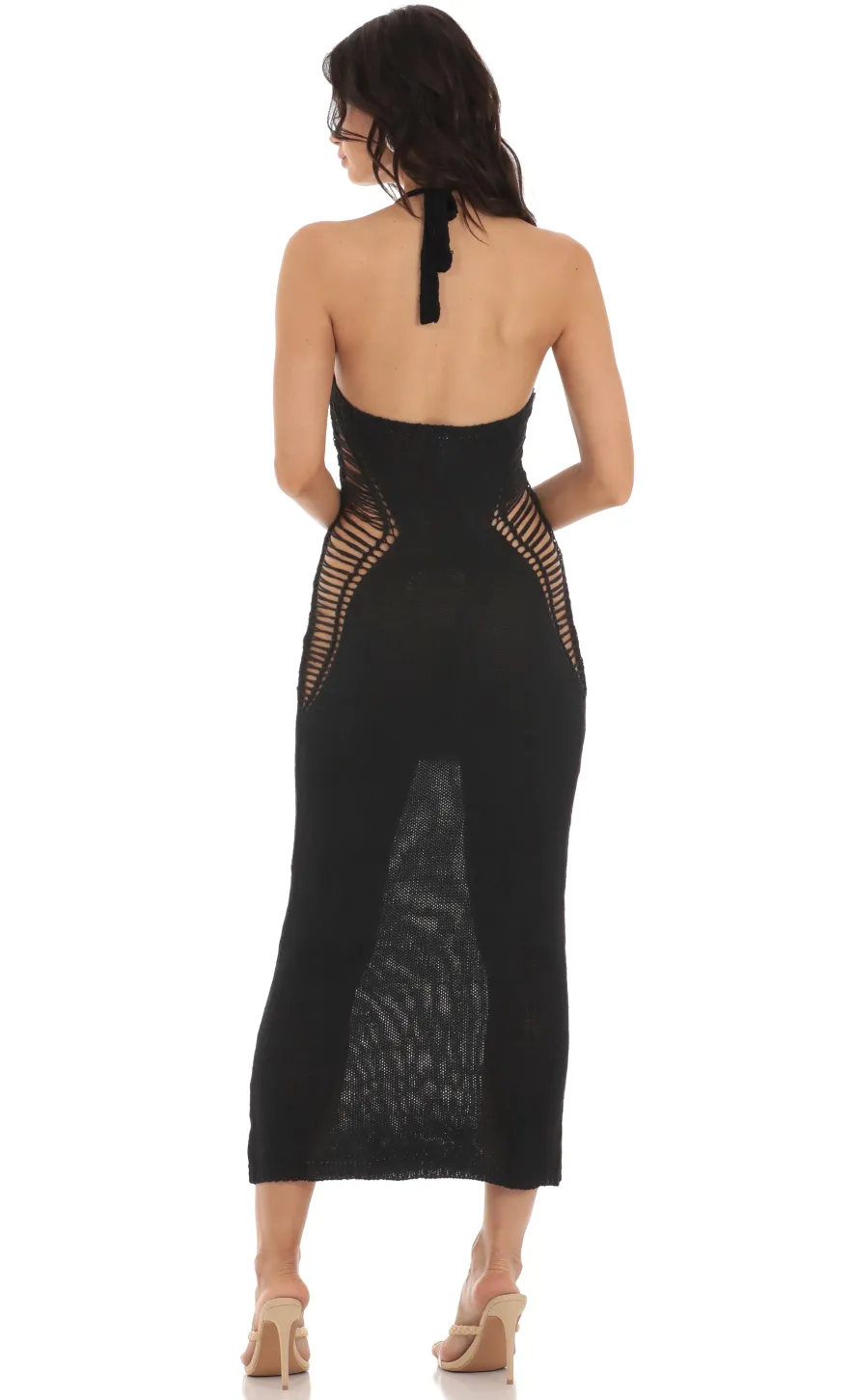 LUCY IN THE SKY Maxi Dresses^Crochet Plunge Neck Maxi Dress In Black