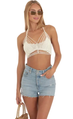 LUCY IN THE SKY Tops^Crochet Top In Ivory