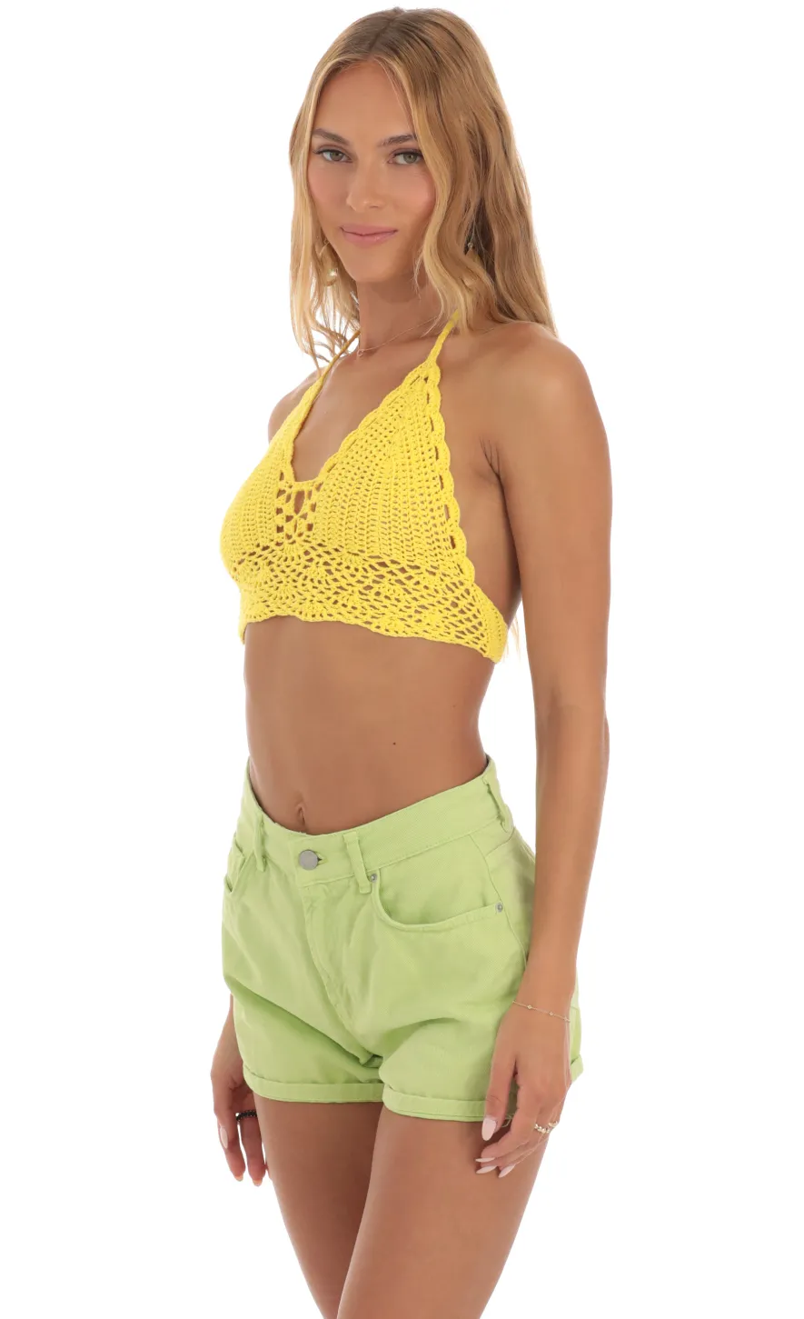 LUCY IN THE SKY Tops^Crochet Top In Yellow