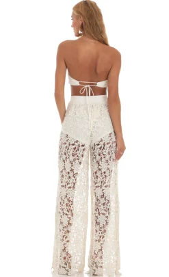 LUCY IN THE SKY Two-Piece Sets|Pants^Crochet Two Piece Pants Set In Ivory